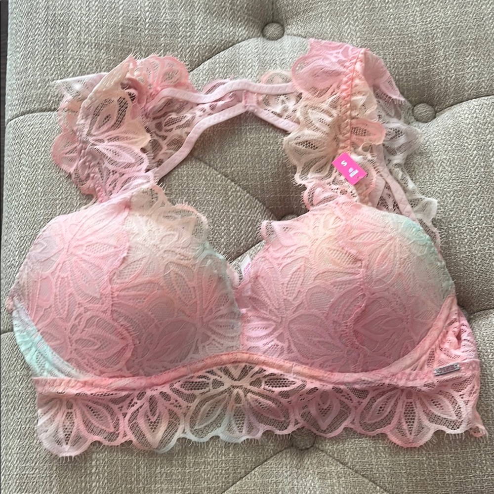 PINK Victoria's Secret Lace Bralette in Pink and Cream